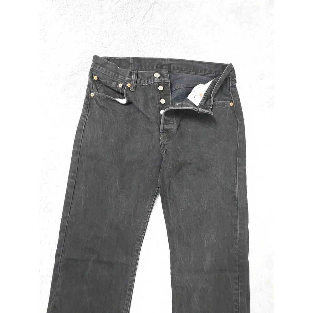 Levis 501 Jeans Mens 32x34 Original Fit Button Fly Black Denim Straight Leg EUC